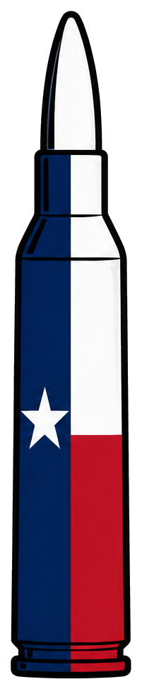 Rifle round illustration in the Texas flag's colors